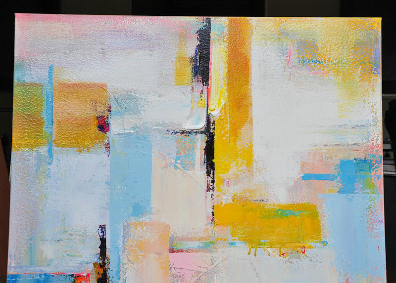 Abstract Painting Extra Large Canvas Art,Horizontal Palette Knife Contemporary Art,Abstract Artwork Online,Yellow,White,Red.etc